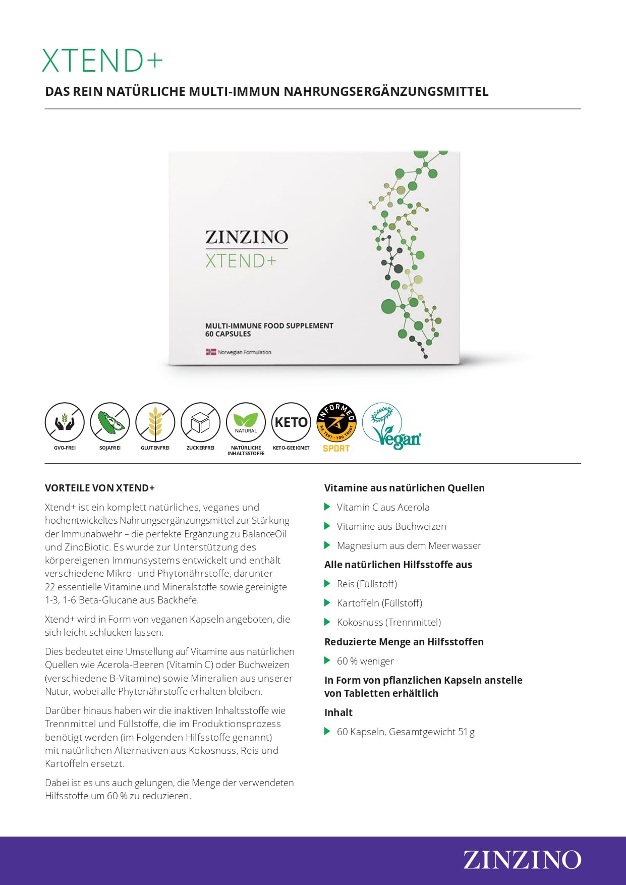 Zinzino Xtend+ Multivitamin & Mineralstoff-Komplex für Energie & Immun