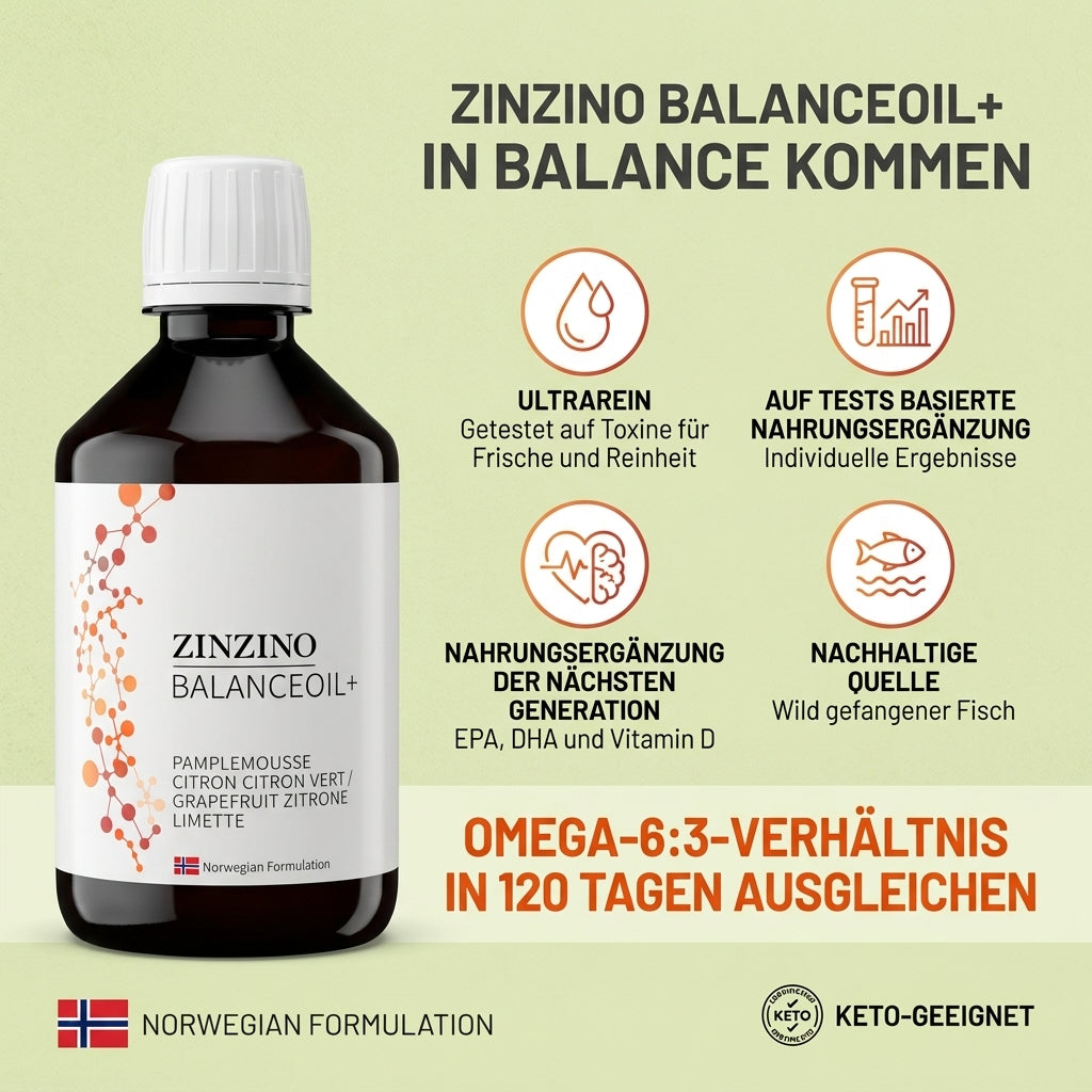 ZinZino BalanceOil+ Fischöl with Omega-3 2478 mg, Omega-9, Vitamin D3 100ml / 300ml