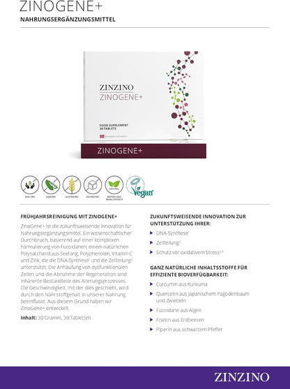 ZinZino ZinoGene+ DNA & Zellschutz – Fucoidan, Vitamin C & Zink Tabletten