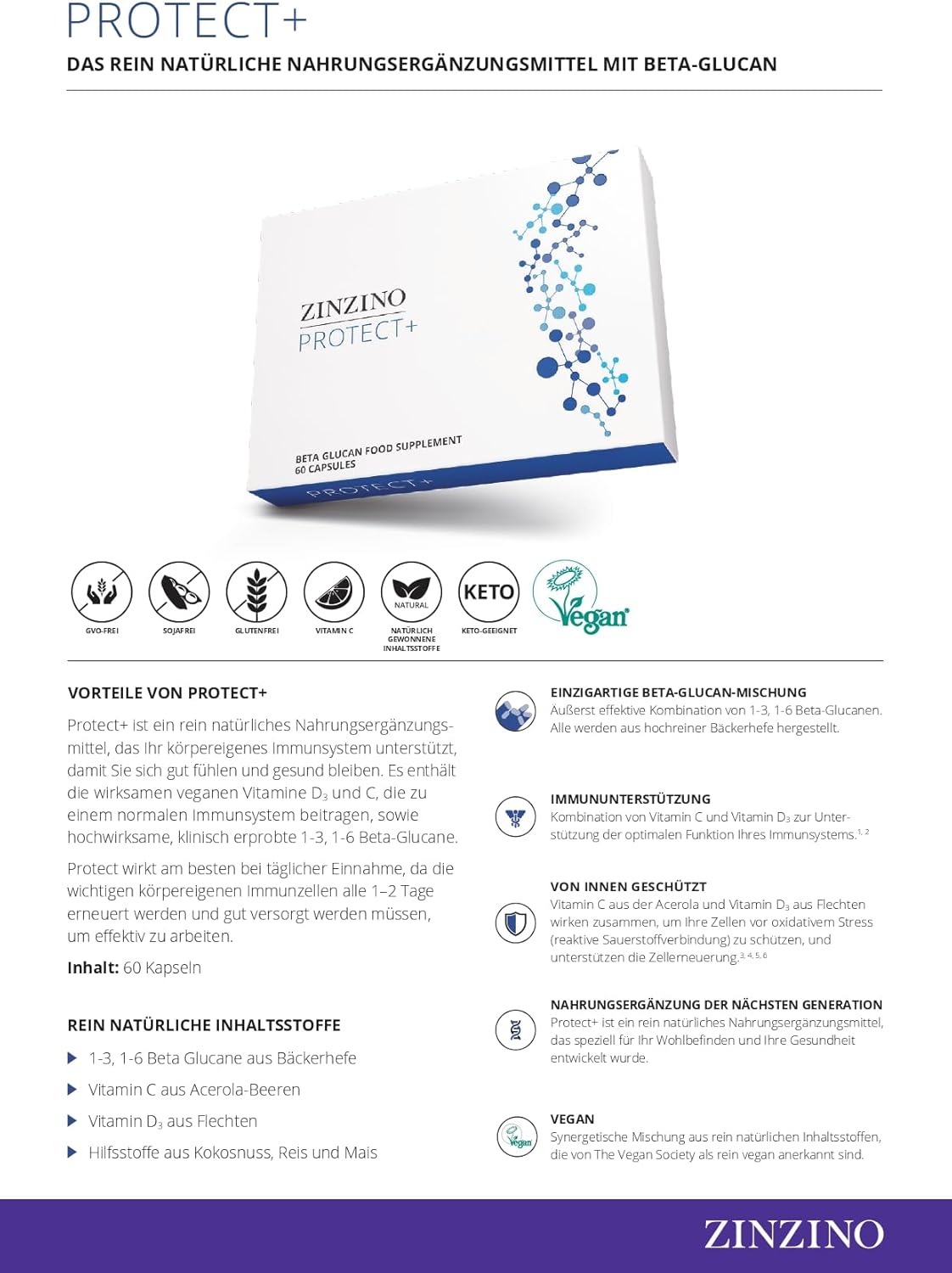 Zinzino Protect+ – Plant-Based Immune Support with Vitamin C, D3 & Beta-Glucans

