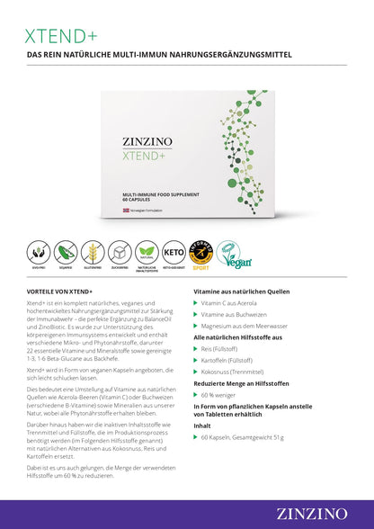 Zinzino Xtend+ Multivitamin & Mineralstoff-Komplex für Energie & Immun