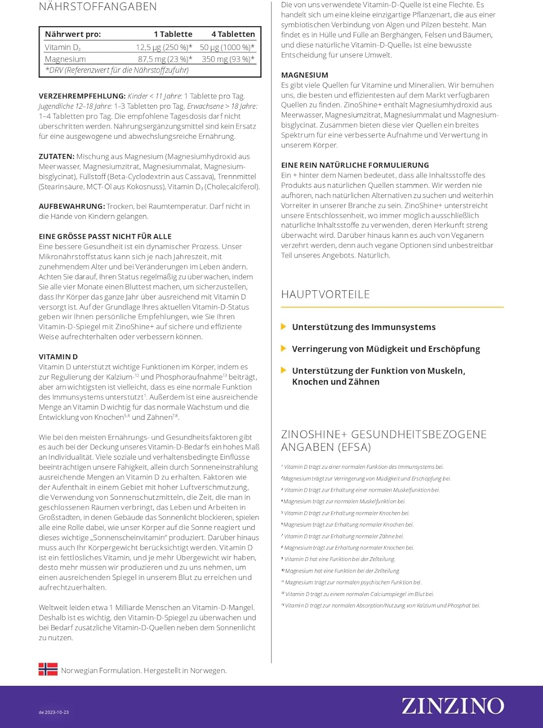 ZinoShine+ – Natural Vitamin D3 & Magnesium for Immunity, Bones & Muscles