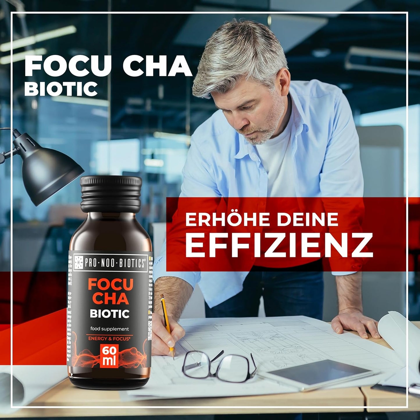 PRO NOO BIOTICS FOCU CHA BIOTIC – Natural Mental Clarity & Energy with Cordyceps & Yerba Mate 10 x 60 ml